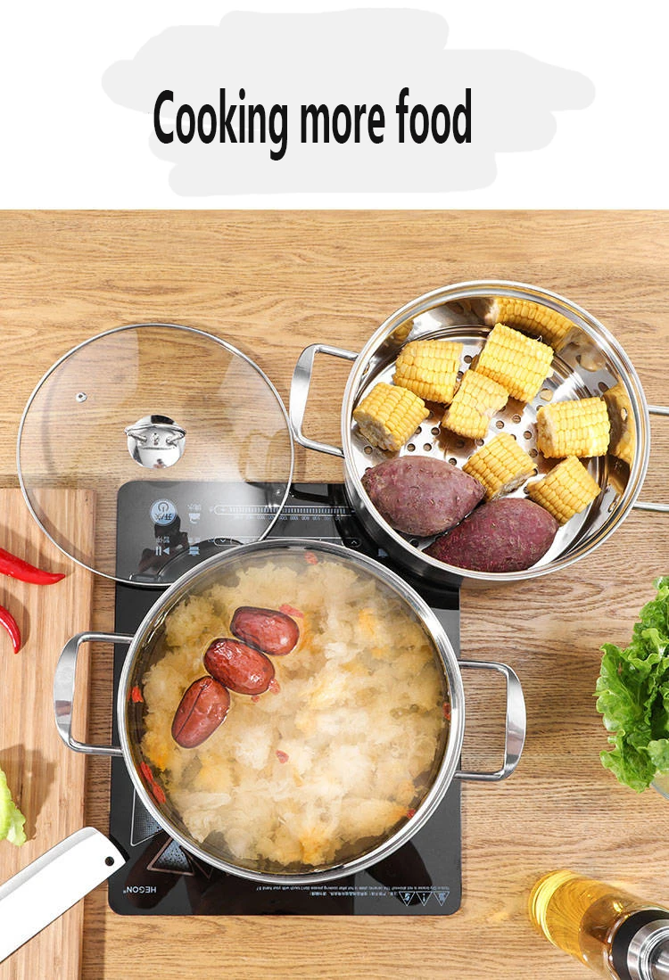 Кастрюля для супа из нержавеющей стали, пароварка, кастрюля для супа, маленький горячий горшок для дома, бинауральная сковородка, газовая молочная кастрюля для индукционной плиты, специальная посуда