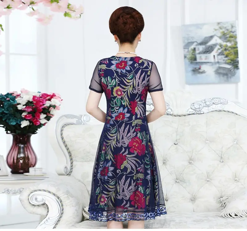 Ropa mujer плюс размер XL-6XL женское летнее платье, украинское Платье-туника трапециевидной формы с элегантным принтом с коротким рукавом шифоновое мини-платье женское