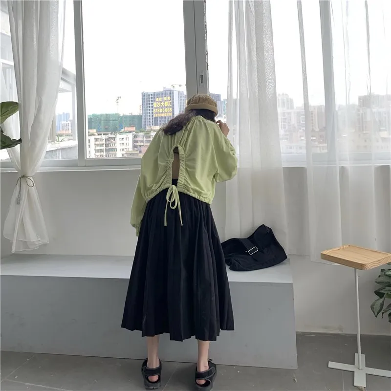 WHITNEY WANG Осенняя модная уличная Корейская стильная открытая Объемная толстовка с открытой спиной женские толстовки пуловер