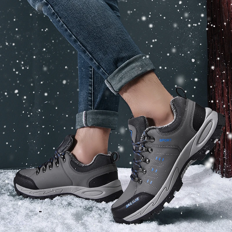 Зимняя Мужская Уличная походная обувь водонепроницаемые Нескользящие треккинговые кроссовки износостойкая альпинистская обувь теплая тактическая спортивная обувь