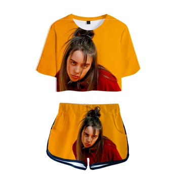 

Billie Eilish 3D Print Short sports suit Women Summer Two Piece Set Comfortable Mini Shorts Fashion 3D Short T-shirt Short Pants