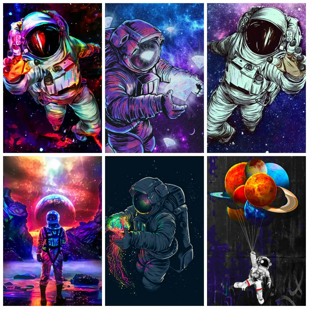 HUACAN 5D DIY Diamond Art Painting Outer Space Diamond Embroidery Sale Astronaut Rhinestones Mosaic Cross Stitch Handmade Gift types of needle crafts