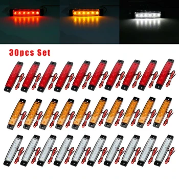 

30pcs 6LED 12V- 24V Clearence Boat Bus Truck Trailer Side Marker Indicators Light IP67 Long-lasting And Wear-resistant