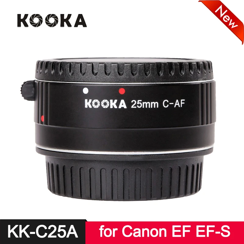 Kooka KK-C25A ttl металлический удлинитель алюминиевый AF Автофокус для Canon EF EF-S DSLR Объектив камеры Макросъемка крупным планом 25 мм