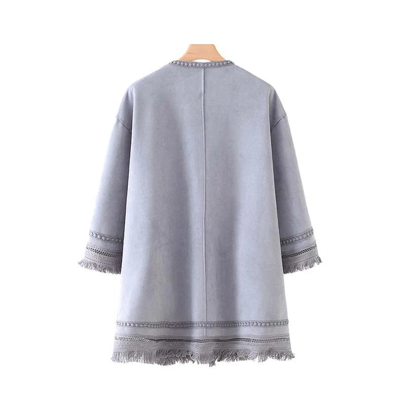 lower price  Vintage Stylish Tassel Patchwork Open Stitch Jacket Coat Women 2020 Fashion Long Sleeve Loose Ladie