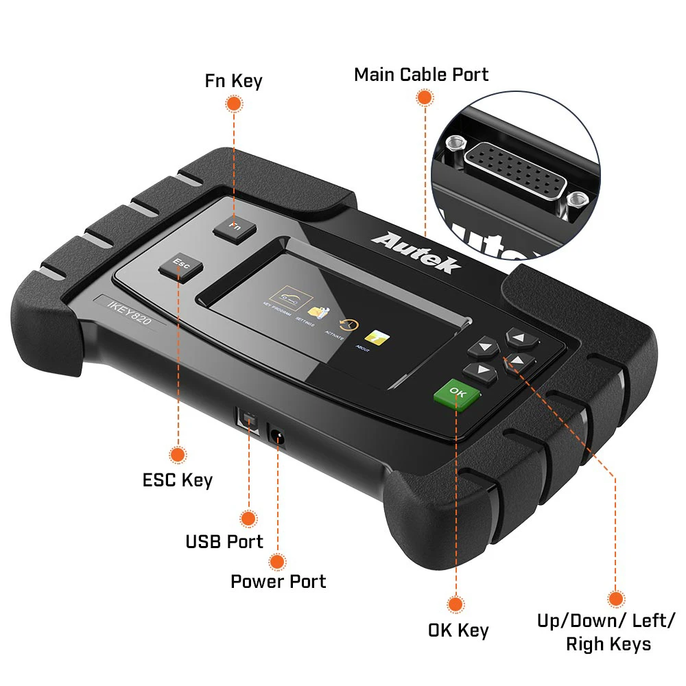 Autek Автомобильный ключ Porgrammer IKEY820 Оригинал через OBD2 добавить ключи пульт