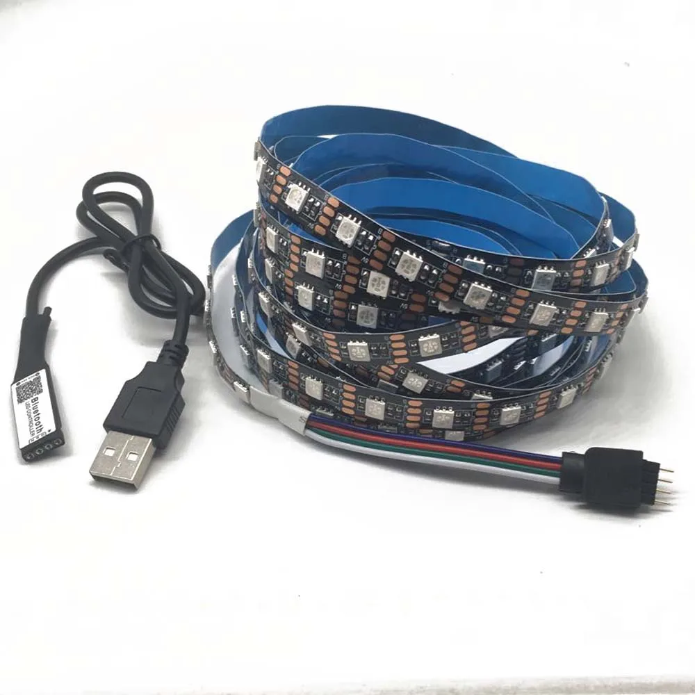Светодиодная лента совместимая с Bluetooth USB 5 В RGB 5050 для подсветки телевизора 50 см 1 м