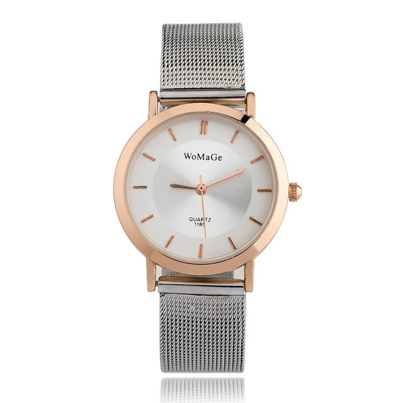 

E Fashion Alloy Mesh Belt Watch Womage Simple for Both Men And Women Table