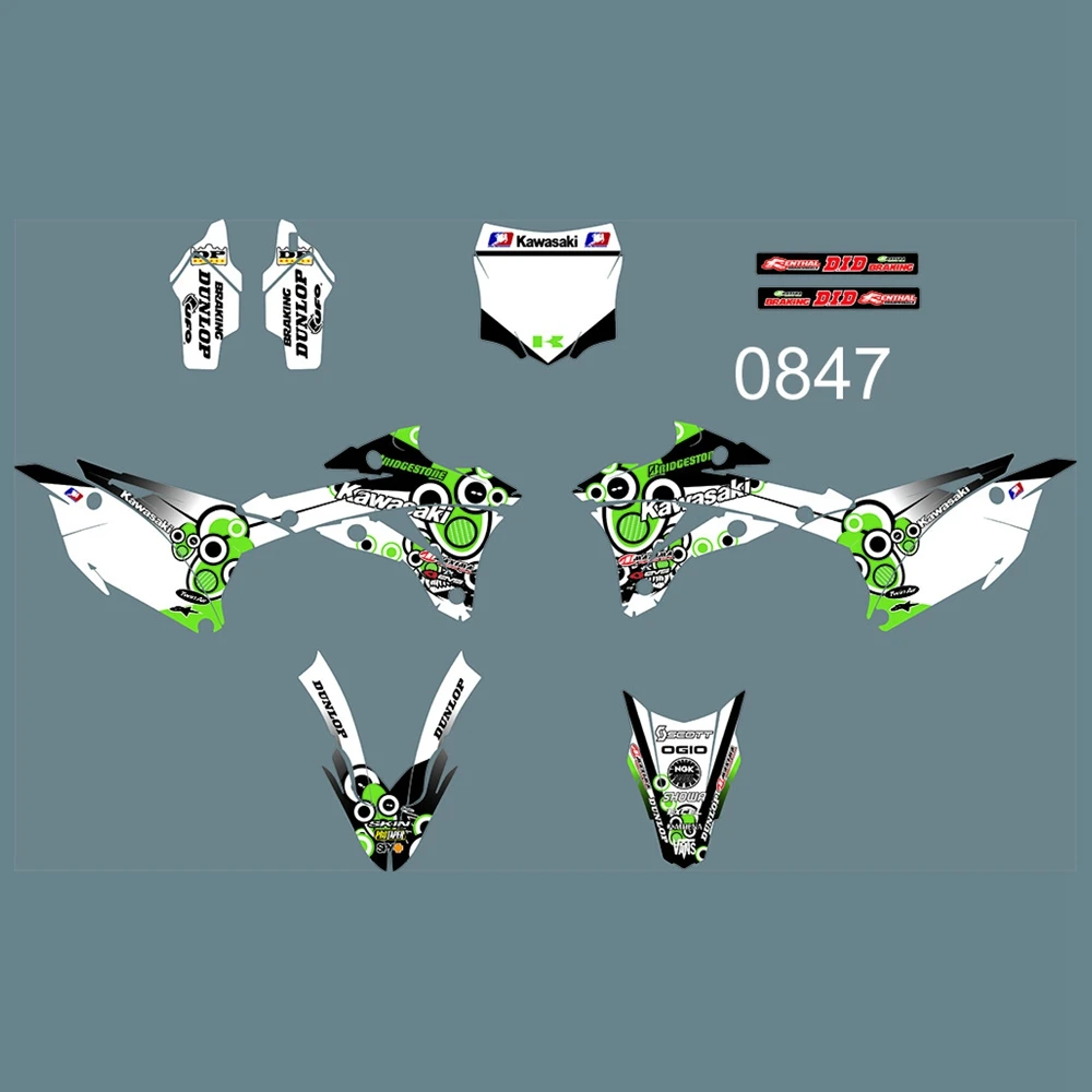 

New Full Graphics Decals Stickers Custom Number Name Glossy Bright Stickers Waterproof for Kawasaki KX85-KX100 2014-2018