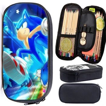 

Child School Supplies Anime Sonic Pencil Case Cartoon kids school Storage case stationary bag Girls Makeup Box