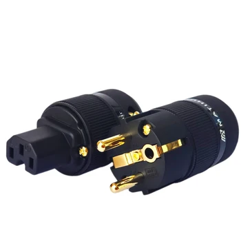 

Mtahur pure copper high fidelity plating European standard set of sound Male / female power plug for equipment