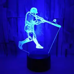 Подарок Маленькая настольная лампа оптовая продажа Бейсбол 3d Led многоцветная Ночная лампа Акриловая маленькая настольная украшение