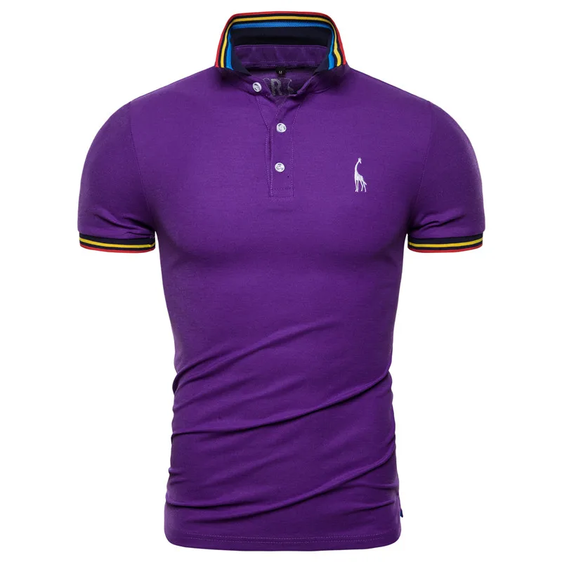 Dropshipping 10 Colors New Summer Polo Men Solid Embroidery Short Sleeve Tops Men Polos Fashion Casual Cotton Polo Shirt Men - Цвет: purple