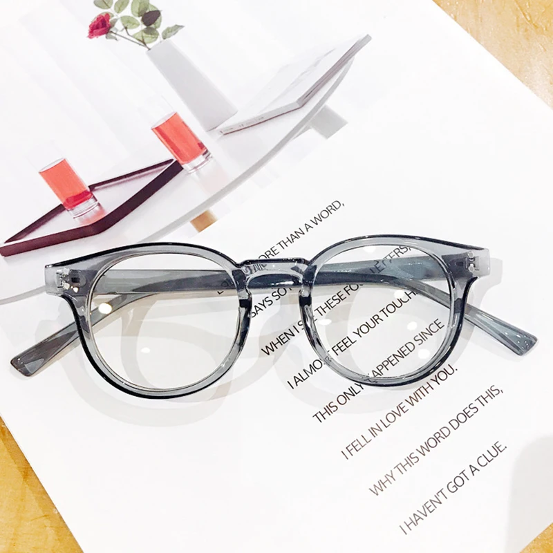 Transparent Round Glasses Frame Women Men Black Tortoise Clear Eyeglasses Myopia Optical Prescription Spectacle Frames Eyewear - Цвет оправы: Gray