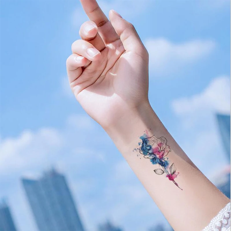 Восточная светлая цветная Татуировка "Лотос" красивый боди-арт макияж водонепроницаемые временные татуировки наклейки