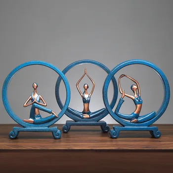 

Women Yoga Figure Resin Desktop Decoration Figurines Home Crafts Creative Living Room TV Cabinet Ornaments Desk Decorations