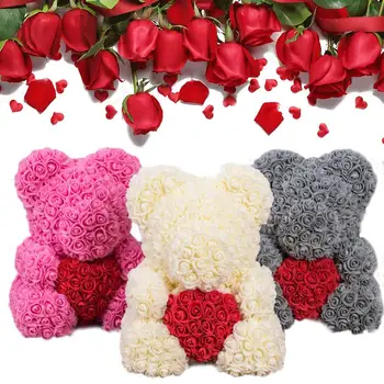

Bear Dolls Artificial Rose PE LOVE Heart-Shaped Birthday Lovely Romantic Rose Bear Gift Girlfriend Valentine'S Day Decorations