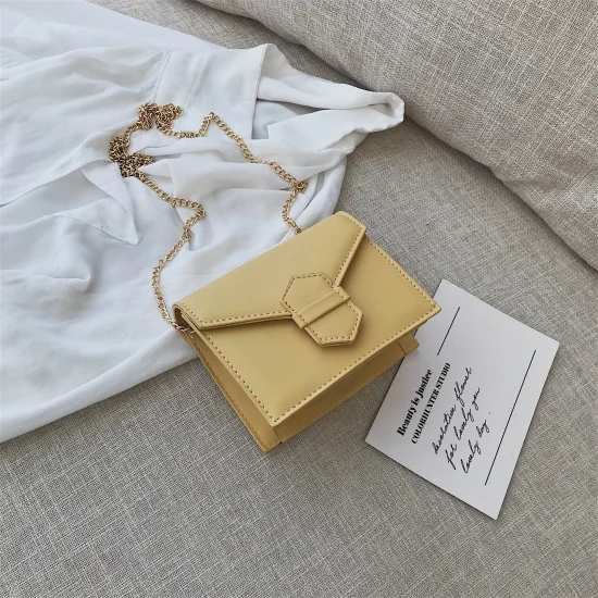 Small Yellow Однотонные мини-сумки через плечо из искусственной кожи для женщин, сумка через плечо с цепочкой, дамские сумочки и кошельки, сумка через плечо - Цвет: Small Yellow