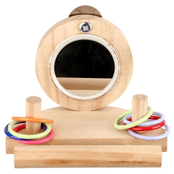 

Pet Cage Accessories Bird Mirror Bath Shower Box Bird Cage Pet Parrot Cage Bird Toys Mirror Solid Wood Stand