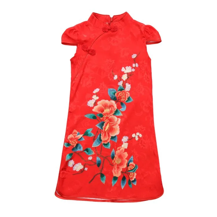 Платья для мамы и дочки; Cheongsam; одинаковые комплекты для семьи; одежда для мамы и дочки; семейный образ; платье с цветочным принтом; красная одежда