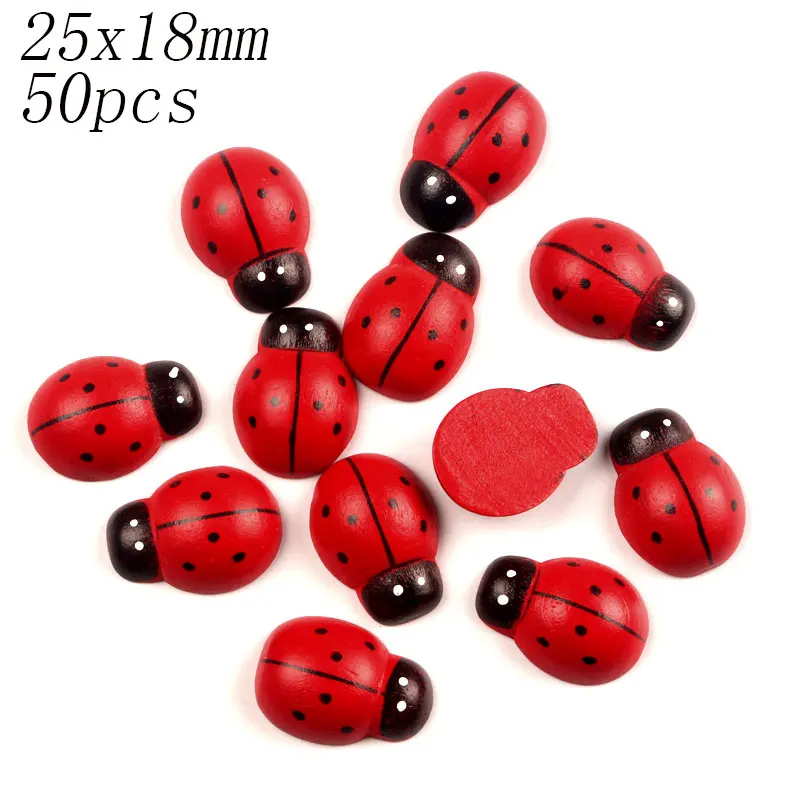 

50pcs 25x18mm Wood Ladybug Unfinished Embellishments MDF Wooden Cutout Flatback Scrapbooking For Cardmaking Art Wedding Decor