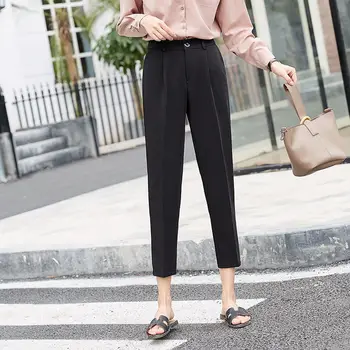 

Casual Trousers Women Cotton Elastic Slim Skinny Pants Spring Street Wear Harem Pants Ladys Elegant Office Work Pant Capris