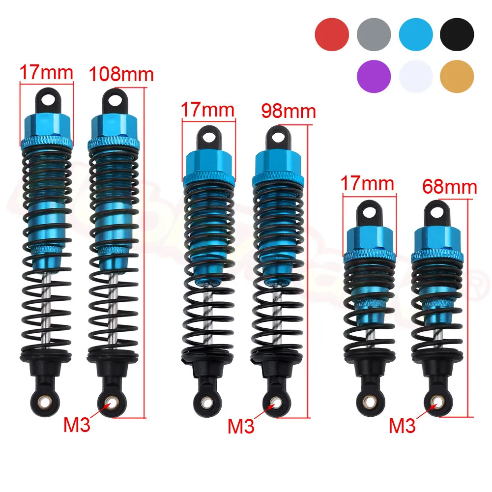 2 шт 68 мм/98 мм/108 мм алюминиевые Амортизаторы амортизаторы для HSP HPI Himoto 1/10 Масштаб RC автомобиль на дороге монстр грузовик внедорожный багги