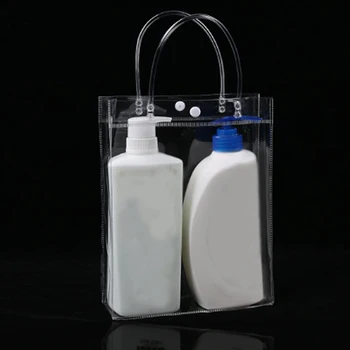 

Transparent Shopping Handbags PVC Plastic Button Packaging High Quality Tote Bag Portable Storage Waterproof Giveaway Gifts Bags