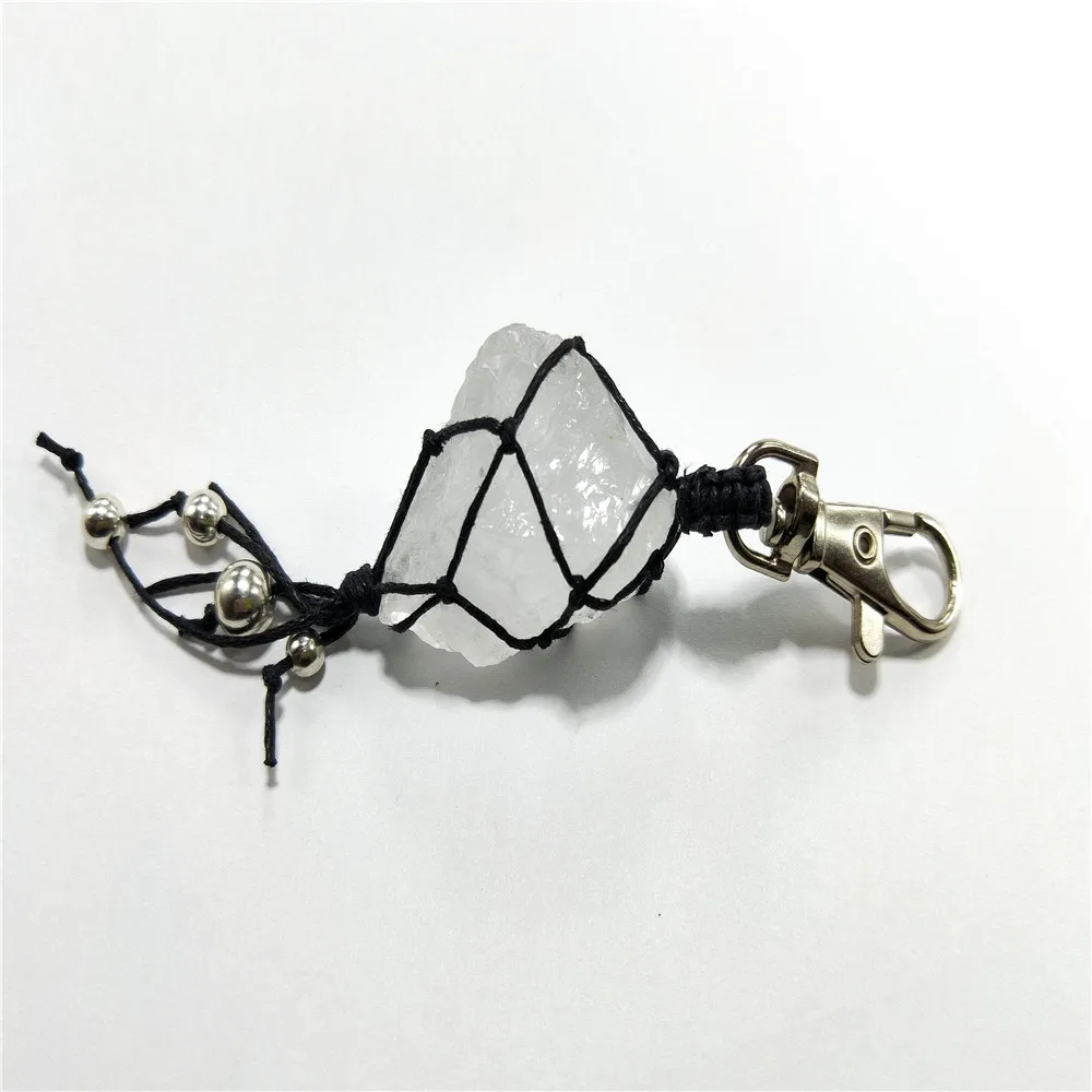 white crystal Натуральный драгоценный камень каменный брелок Круглый Древо жизни кулон ручной работы брелки брелок держатель для ключей для женщин Автомобильные сумки аксессуары подарок - Цвет: white crystal