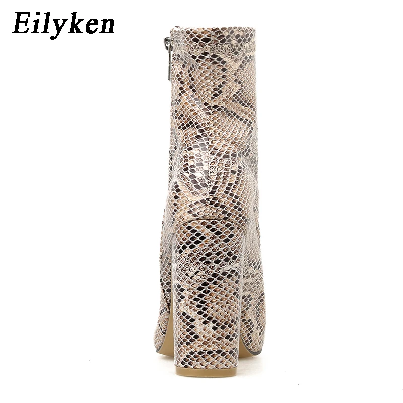 Eilyken/новые женские ботинки «Челси» Модные женские ботинки под змеиную кожу пикантные короткие ботинки в стиле панк с боковой молнией размеры 41, 42