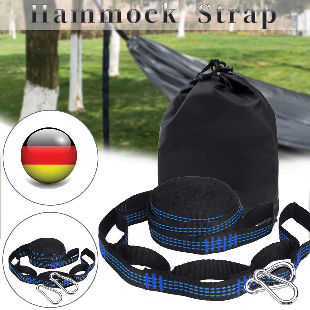 2PCS 30cm Hammock Straps With Buckle Loops Outdoor Camping Tree Hanging
