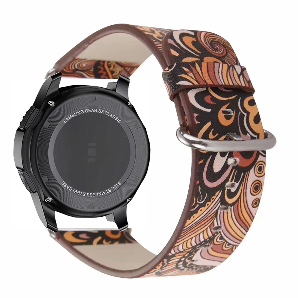 Ремешок с цветами для galaxy watch 46 мм кожаный браслет s3 amazfit 3/2s/1/pace GTR zenwatch Ticwatch 1 pro huawei