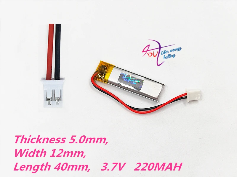 3,7 V 220 mAh литиево-полимерный lipo Перезаряжаемые Батарея 501240 JST PH 2,0 мм 2pin для Mp3 gps Оборудование для psp bluetooth наушники smart watch