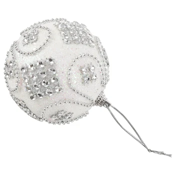 

6pcs Christmas Tree Hanging Diamond Chain Balls Diameter 8cm Decorations Ball Xmas Party Wedding Ornament(White) Promotion