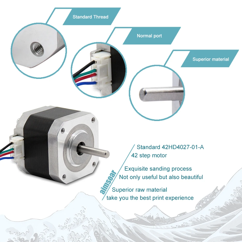 42 Шаговый двигатель 42HD4027-01-A крутящий момент 0.4N · m Диаметр вала 23 мм phase2 угол 1,8 ° 3.3DC 1.5A 2,2 Ω части 3D-принтера aimsoar