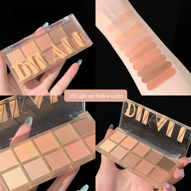 DIKALU 10 Colors Eyeshadow Palette Nude Shimmer Pearly Matte Earth Color Eyeshadow Shiny Powder Eye Shadow Disc Eye Pigments