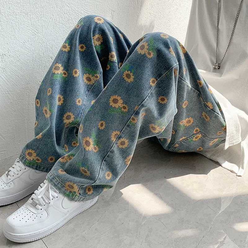 Loose Blue Wide Leg Denim Pants 