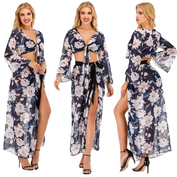

Dresses For Beach Bathing Suit Cover Ups Up Swimming Dress Summer 2020 New Product Print Bikini With Cardigan Smock Sun Proof