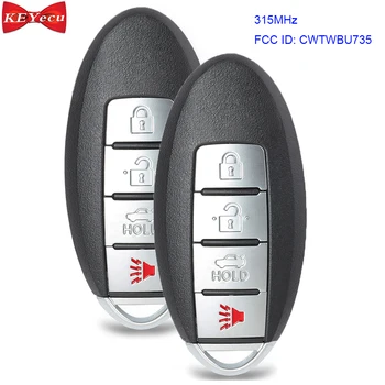 

KEYECU 2pcs for Nissan Maxima Sentra Smart Remote Control Car Key Fob 315MHz FCC ID CWTWBU735 3+1 Button