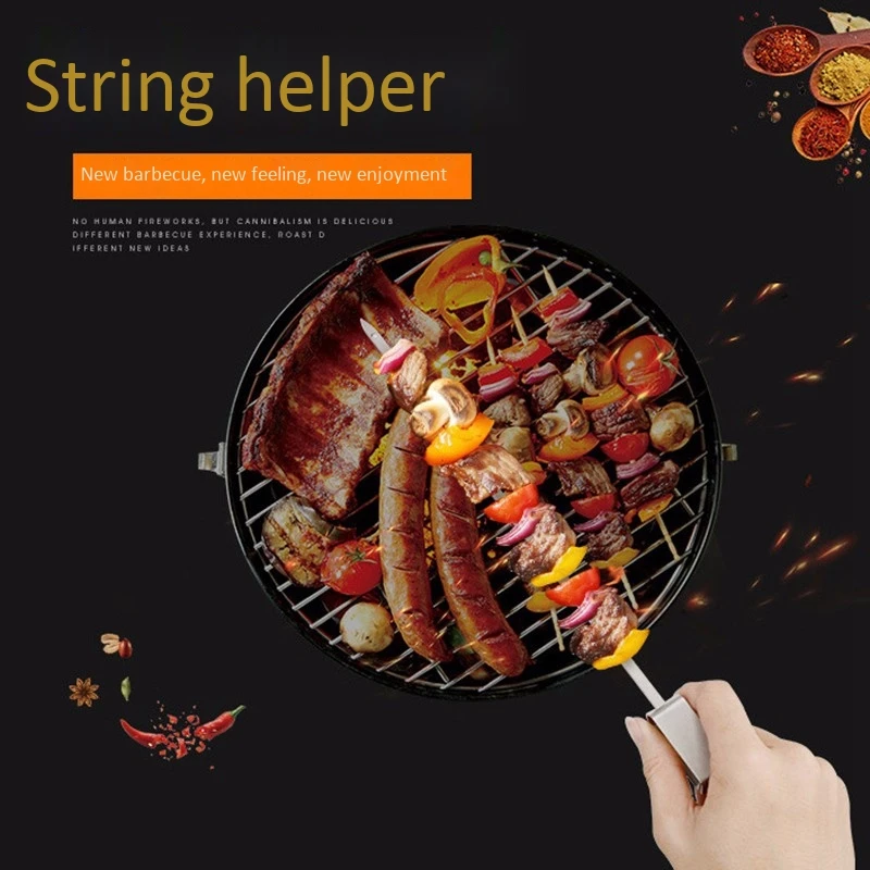 Barbecue Skewers, 6-Pack 13 inch Stainless Steel Grilling Skewers with Slider, Reusable Metal BBQ Shish Kebab Skewer Sticks