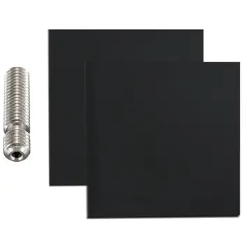 

3D Printer Parts M6X26 1.75mm Thread Nozzle with 2 Pcs 3D Printer Hot Bed Film Heating Platform Heat Resistant Black