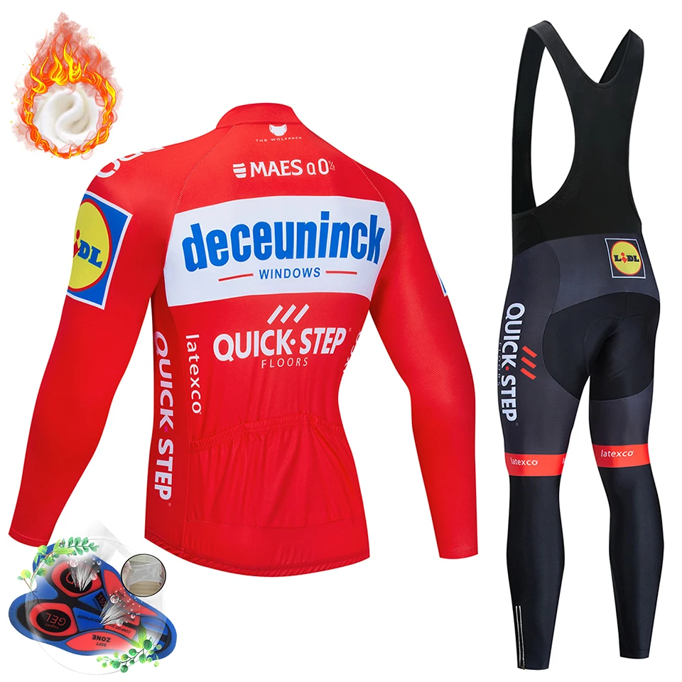 Красный Быстрый Ropa Ciclismo Invierno Зимний Велоспорт Джерси термальный флис с длинным рукавом Велоспорт одежда Набор велосипед одежда