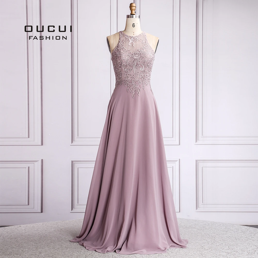 Oucui Robe De Soiree Robe Longue Col Rond Elegante Robe De Soiree Ou Mariage Grande Taille Sans Manches Mousseline De Soie 2020 Aliexpress