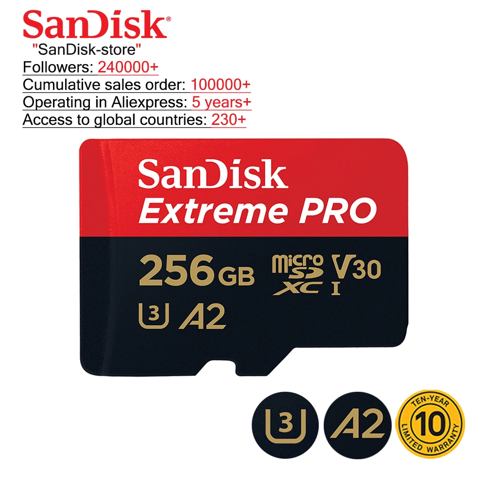 Sandisk оригинальная Micro SD карта класс 10 TF карта памяти 32 Гб 64 Гб 128 ГБ 256 Гб карта памяти для samrtphone и настольного ПК
