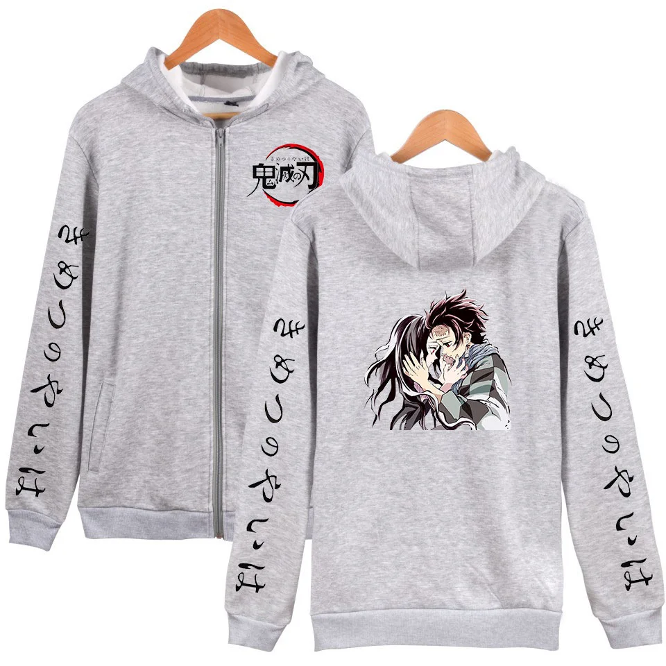 grey 3 Куртка с длинными рукавами для мужчин и женщин Nezuko Kamado Tokitou Giyuu, костюмы для косплея, хлопковое пальто с капюшоном, 4XL - Цвет: grey 3
