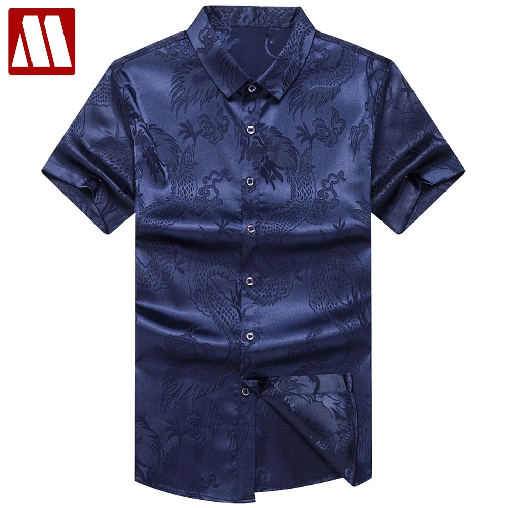 Рубашка мужская с принтом китайского дракона деловая Повседневная приталенная