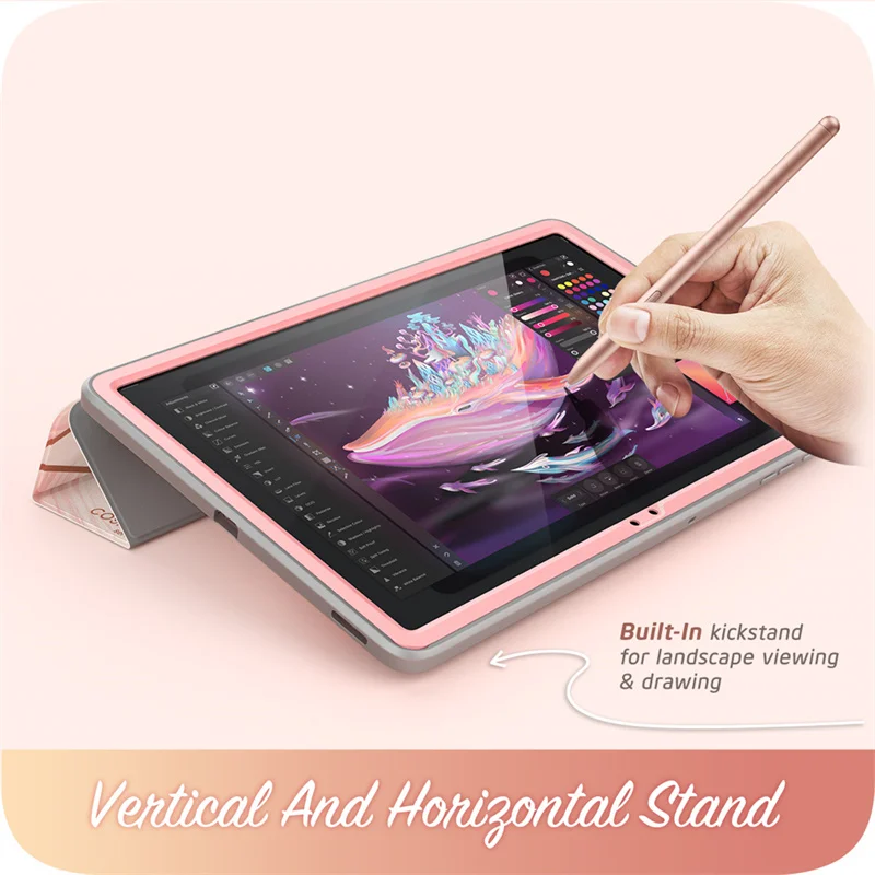 Capa para Samsung Galaxy Tab s7 fe 12.4 Lançamento 2023 Capa Inteligente Cosmo de Corpo Inteligente Três Camadas com Protetor de Tela Embutido - Imagem 6