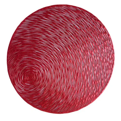 Round red Круглый коврик для столовых приборов, полый коврик из ПВХ, коврик для обеденного стола, кофейные подставки, 1 шт - Цвет: Round red