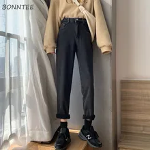 Женские джинсы с высокой талией, черные, джинсовые, классические, универсальные, свободные, BF Harajuku, унисекс, модные, шикарные, корейские, женские, s, брюки, Ulzzang, повседневные