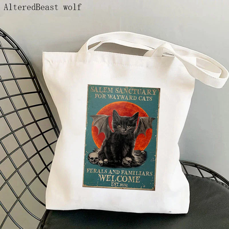 Women Shopper bag Copy of Cats And Wine Make Everything Fine Bag Harajuku Shopping Canvas girl handbag Tote Shoulder Lady Bag